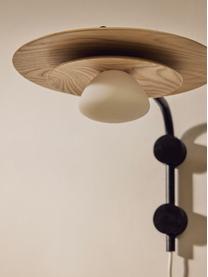Nastaviteľná nástenná lampa Zadie, Jaseňové drevo, čierna, Ø 9 x V 23 cm