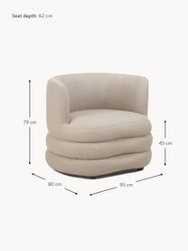 Design bouclé fauteuil Solomon, Bekleding: 100% polyester Met 35.000, Frame: massief sparrenhout, berk, Poten: kunststof Dit product is , Bouclé beige, B 95 x D 80 cm