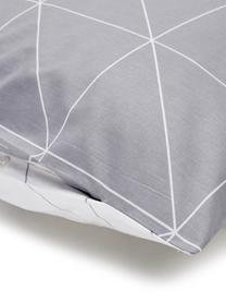 Funda de almohada de algodón Marla, Gris y blanco crema estampado, An 45 x L 110 cm