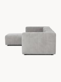 Canapé modulable 4 places avec pouf Lena, Tissu gris clair, larg. 284 x prof. 181 cm