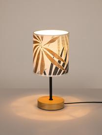 Stolní lampa s potiskem džungle Hoja, Béžová, zelená, zlatá, Ø 13 cm, V 34 cm