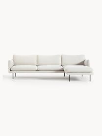 Ecksofa Moby, Bezug: Polyester Der hochwertige, Gestell: Massives Kiefernholz, Füße: Metall, pulverbeschichtet, Webstoff Off White, B 280 x T 160 cm, Eckteil rechts