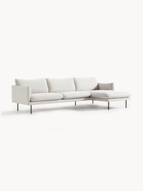 Ecksofa Moby, Bezug: Polyester Der hochwertige, Gestell: Massives Kiefernholz, Füße: Metall, pulverbeschichtet, Webstoff Off White, B 280 x T 160 cm, Eckteil links