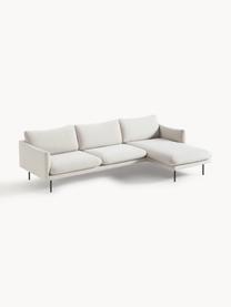 Ecksofa Moby, Bezug: Polyester Der hochwertige, Gestell: Massives Kiefernholz, Füße: Metall, pulverbeschichtet, Webstoff Off White, B 280 x T 160 cm, Eckteil links