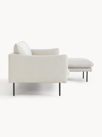 Ecksofa Moby, Bezug: Polyester Der hochwertige, Gestell: Massives Kiefernholz, Füße: Metall, pulverbeschichtet, Webstoff Off White, B 280 x T 160 cm, Eckteil rechts