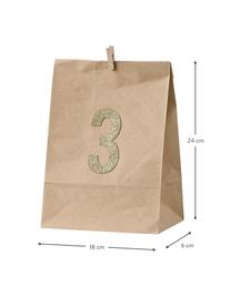 Sac cadeau en papier Advent haut. 24 cm, 4 élém., Carton, Brun, couleur dorée, larg. 18 x haut. 24 cm