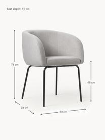 Fauteuils Alani, 2 stuks, Bekleding: 100% polyester Met 10.000, Poten: gepoedercoat metaalkleuri, Geweven stof lichtgrijs, B 58 x D 58 cm