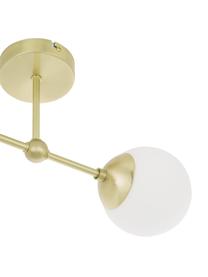 Kinkiet ze szkła opalowego Beth, Stelaż: metal mosiądzowany, Biały, odcienie złotego, G 20 x W 45 cm