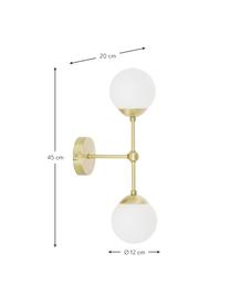 Kinkiet ze szkła opalowego Beth, Stelaż: metal mosiądzowany, Biały, odcienie złotego, G 20 x W 45 cm