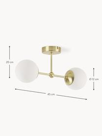 Große Wandleuchte Beth aus Opalglas, Gestell: Metall, vermessingt, Weiß, Goldfarben, T 20 x H 45 cm