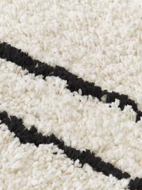 Tappeto rotondo e soffice a pelo lungo fatto a mano Dunya, Retro: 100% cotone, Beige, nero, Ø 140 cm