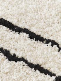 Tapis rond moelleux à poils longs Dunya, tufté main, Beige, noir, Ø 140 cm