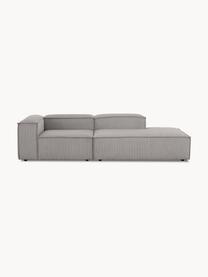 Chaise longue componibile in velluto a coste Lennon, Rivestimento: velluto a coste (92% poli, Struttura: legno di pino massiccio, , Piedini: plastica Questo prodotto , Velluto a coste grigio, Larg. 269 x Prof. 119 cm, schienale a destra