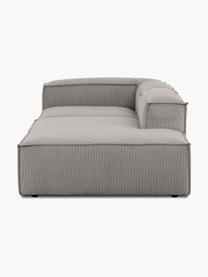 Chaise longue componibile in velluto a coste Lennon, Rivestimento: velluto a coste (92% poli, Struttura: legno di pino massiccio, , Piedini: plastica Questo prodotto , Velluto a coste grigio, Larg. 269 x Prof. 119 cm, schienale a destra