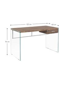 Escritorio Roble, Estructura: tablero de fibras de dens, Patas: vidrio, Madera, transparente, An 122 x Al 76 cm