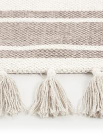 Gestreifter Baumwollteppich Vigga mit Quasten, handgewebt, 100% Baumwolle, Taupe, Beige, B 160 x L 230 cm (Grösse M)