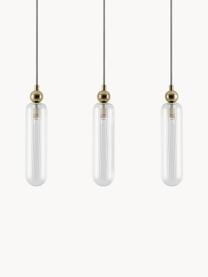 Dimmbare Pendelleuchte Cluster, Lampenschirm: Glas, Transparent, Goldfarben, B 50 x H 204 cm