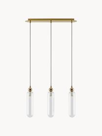 Dimmbare Pendelleuchte Cluster, Lampenschirm: Glas, Transparent, Goldfarben, B 50 x H 204 cm