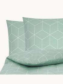 Biancheria da letto in cotone ranforce Lynn, Verde menta, bianco, 200 x 200 cm, 3 pz