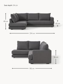 Sofa narożna Tribeca, Tapicerka: 100% poliester Dzięki tka, Stelaż: lite drewno sosnowe z cer, Nogi: lite drewno sosnowe z cer, Antracytowa tkanina, S 274 x G 192 cm, prawostronna