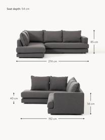 Sofa narożna Tribeca, Tapicerka: 100% poliester Dzięki tka, Stelaż: lite drewno sosnowe, Nogi: lite drewno sosnowe lakie, Antracytowa tkanina, S 274 x G 192 cm, lewostronna