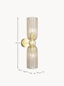 Up- & Downleuchte Antic, Lampenschirm: Glas, Hellbeige transparent, Goldfarben, B 10 x H 44 cm