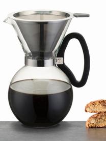 Kaffeebereiter Daisy aus Glas mit abnehmbaren Filteraufsatz, Kanne: Borosilikatglas, Griff: Kunststoff (ABS), Filter und Befestigung: Edelstahl, Transparent, Edelstahl, 1 L