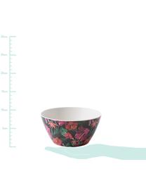 Bamboehouten schaal Tropical Flower, 55% bamboevezels, 25% maïszetmeel, 15% melamine, Groentinten, fuchsiakleurig, rood, wit, Ø 15 x H 7 cm