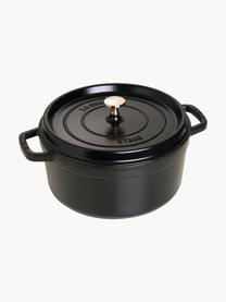 Ronde braadpan La Cocotte uit gietijzer, Geëmailleerd gietijzer, Zwart, goudkleurig, Ø 26 cm x H 17 cm, 5,3 L