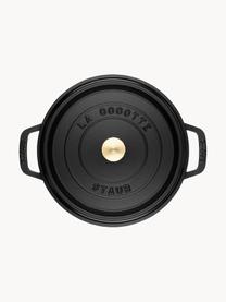 Ronde braadpan La Cocotte uit gietijzer, Geëmailleerd gietijzer, Zwart, goudkleurig, Ø 26 cm x H 17 cm, 5,3 L