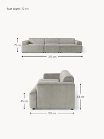 Cord-Sofa Melva (4-Sitzer), Bezug: Cord (92 % Polyester, 8 %, Gestell: Massives Kiefernholz, Spe, Cord Grau, B 319 x T 101 cm