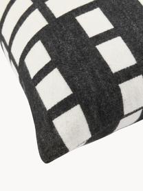 Housse de coussin 60x60 en coton Contemporary, Coton, Blanc cassé, anthracite, larg. 60 x long. 60 cm