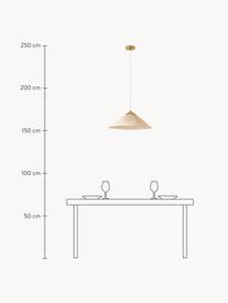 Lampada a sospensione Leora, Paralume: 55% cotone, 45% lino, met, Baldacchino: metallo, Bianco crema, dorato, Ø 52 x Alt. 26 cm