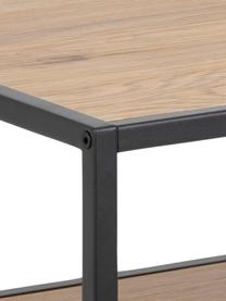 Couchtisch Seaford aus Holz und Metall, Gestell: Metall, pulverbeschichtet, Schwarz, Wildeichenholz, 80 x 45 cm