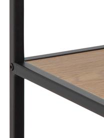 Mesa de centro de metal y madera Seaford, Estructura: metal, pintura en polvo, Negro, roble, An 80 x Al 45 cm