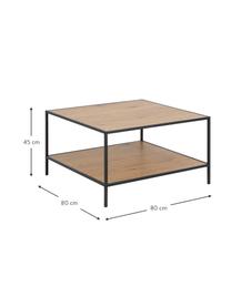 Salontafel Seaford van hout en metaal, Frame: gepoedercoat metaal, Bruin, zwart, 80 x 45 cm