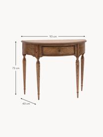 Consolle semicircolare in legno mindi Madison, Manico: metallo rivestito, Legno Mindi, Larg. 93 x Lung. 73 cm