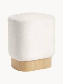 Bouclé-Hocker Yves, Bezug: 100 % Polyester Der hochw, Korpus: Eukalyptussperrholz, Mitt, Sockel: Eschenholzfunier, Bouclé Hellbeige, B 43 x H 47 cm