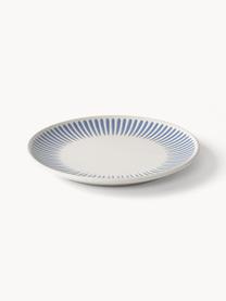 Snídaňové talíře s proužky Zabelle, 4 ks, Kamenina, Tlumeně bílá, modrá, Ø 23 cm, V 3 cm