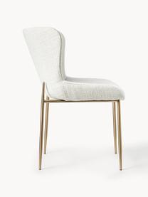 Krzesło tapicerowane bouclé Tess, Tapicerka: 70% poliester, 20% wiskoz, Nogi: metal malowany proszkowo, Kremowobiały bouclé, odcienie złotego, S 49 x G 64 cm