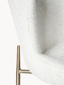 Chaise en bouclé rembourrée Tess, Bouclé blanc crème, pieds dorés, larg. 49 x prof. 64 cm