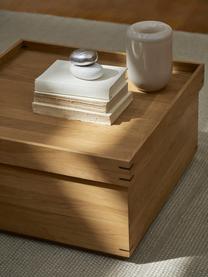 Table basse artisanale avec coffre de rangement Japanese, Bois de chêne, huilé, Chêne, long. 68 x larg. 68 cm