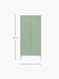 Malá šatní skříň The Twinny, Ocel s práškovým nástřikem, Šalvějově zelená, Š 85 cm, V 183 cm