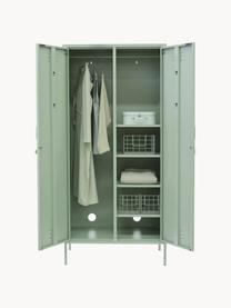 Kleiner Kleiderschrank The Twinny, Stahl, pulverbeschichtet, Salbeigrün, B 85 x H 183 cm