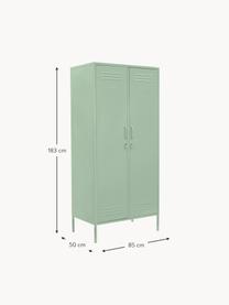 Kleiner Kleiderschrank The Twinny, Stahl, pulverbeschichtet, Salbeigrün, B 85 x H 183 cm