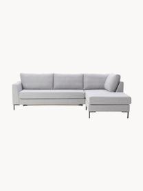 Schlafsofa Luna (3-Sitzer) mit Matratze, Bezug: 100 % Polyester Der strap, Gestell: Massives Buchenholz, Schi, Füße: Metall, galvanisiert Dies, Webstoff Grau, B 270 x T 184 cm, Eckteil rechts