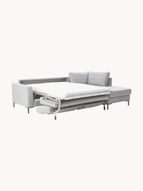 Canapé d'angle convertible 3 places avec matelas Luna, Tissu gris clair, larg. 270 x prof. 184 cm, méridienne à droite