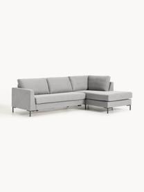 Schlafsofa Luna (3-Sitzer) mit Matratze, Bezug: 100 % Polyester Der strap, Gestell: Massives Buchenholz, Schi, Füße: Metall, galvanisiert Dies, Webstoff Grau, B 270 x T 184 cm, Eckteil rechts