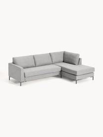 Schlafsofa Luna (3-Sitzer) mit Matratze, Bezug: 100 % Polyester Der strap, Gestell: Massives Buchenholz, Schi, Füße: Metall, galvanisiert Dies, Webstoff Grau, B 270 x T 184 cm, Eckteil rechts