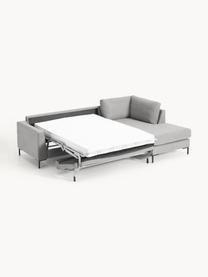 Schlafsofa Luna (3-Sitzer) mit Matratze, Bezug: 100 % Polyester Der strap, Gestell: Massives Buchenholz, Schi, Füße: Metall, galvanisiert Dies, Webstoff Grau, B 270 x T 184 cm, Eckteil rechts